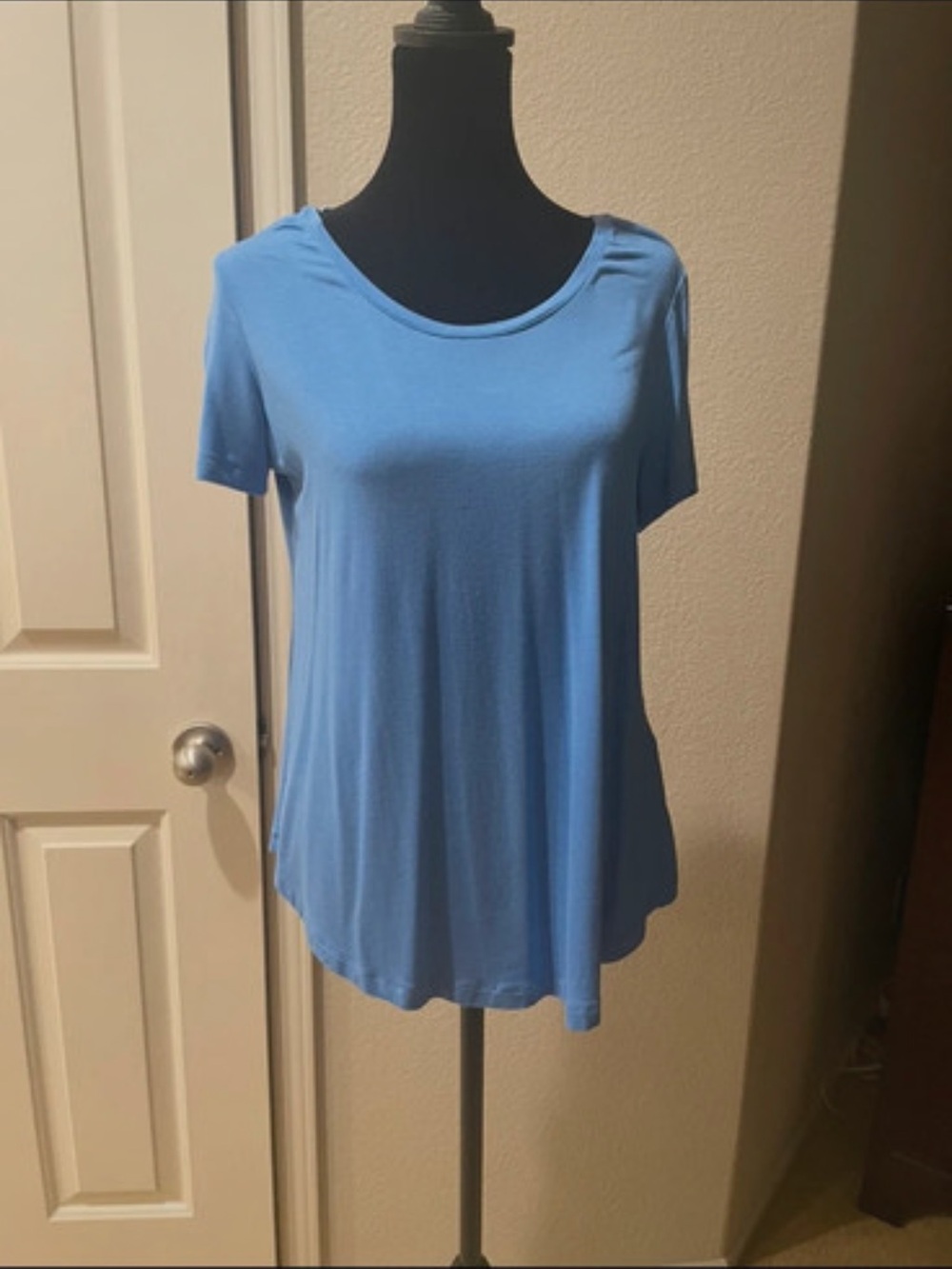 JM Collection Light Blue Short Sleeve Scoop Neck Tee